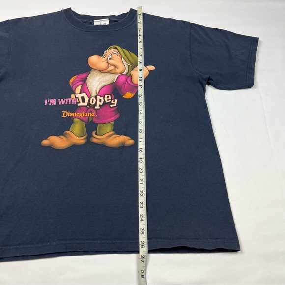 Vtg Disneyland Grumpy Dopey Mens T-Shirt Sz Medium 90s Y2K Boxy Fit Navy B5 - Picture 7 of 7